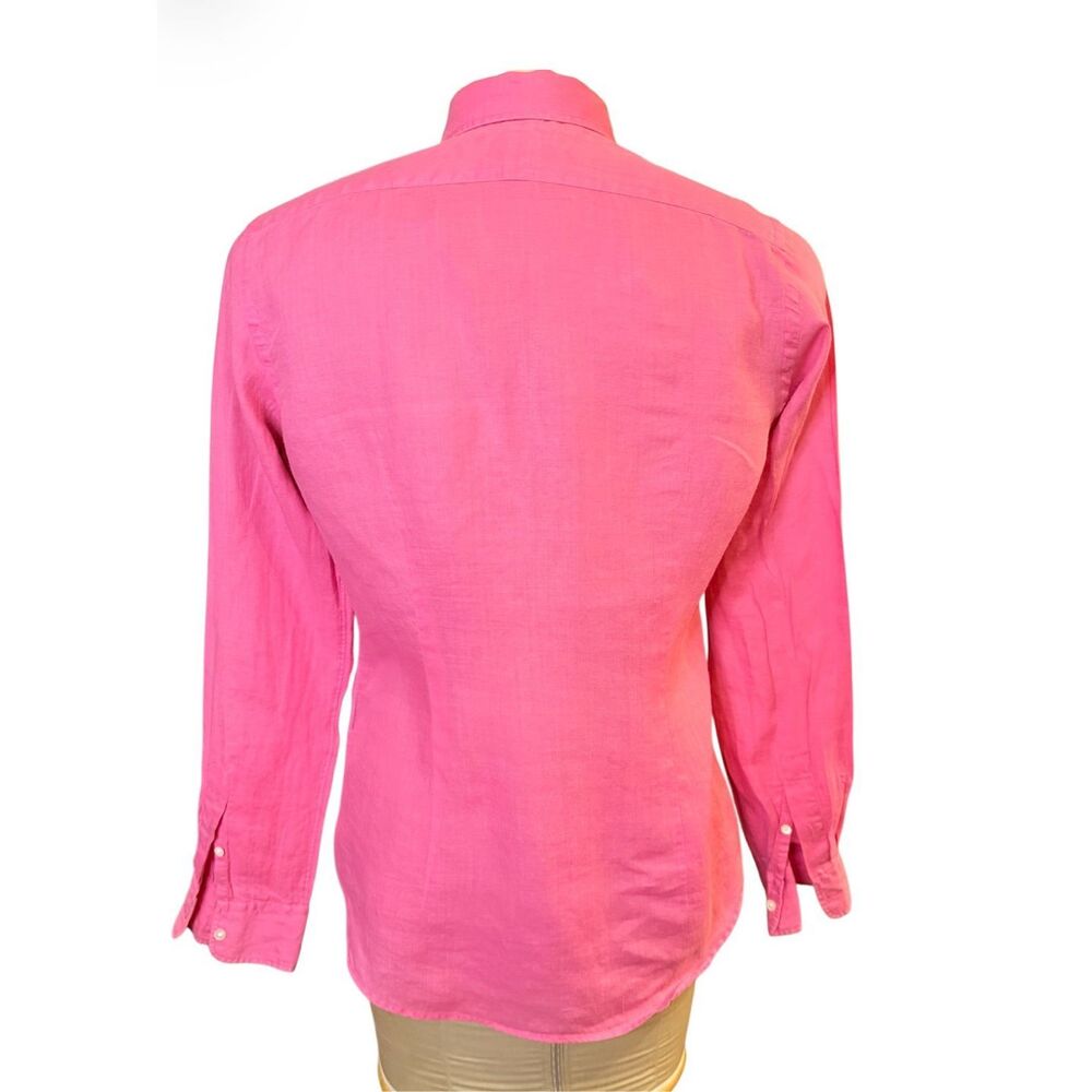 Ralph Lauren Slim Fit Bamboo Pink Button Down Women's 12 Green Pony Rare - Picture 3 of 12